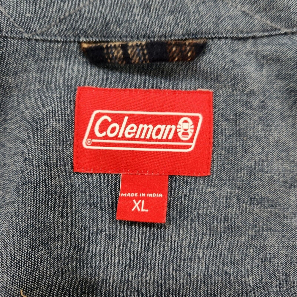 Coleman Mens Shirt Button Down Flannel XL Long Sleeves Plaid Pockets Logo - Picture 4 of 10
